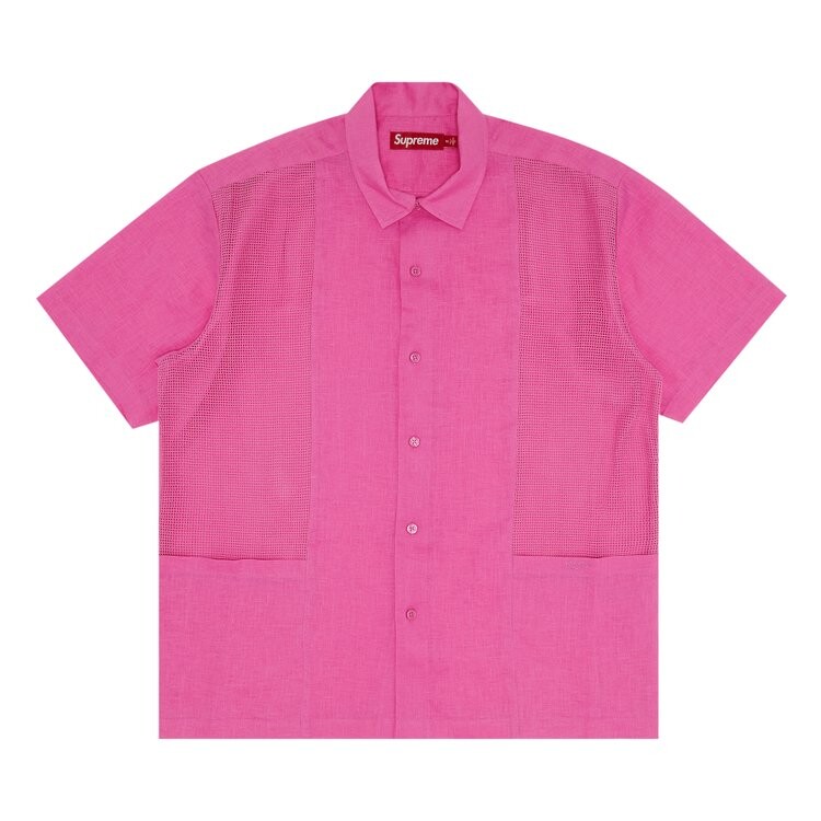 

Рубашка Supreme Mesh Panel Linen Short-Sleeve Shirt, розовый
