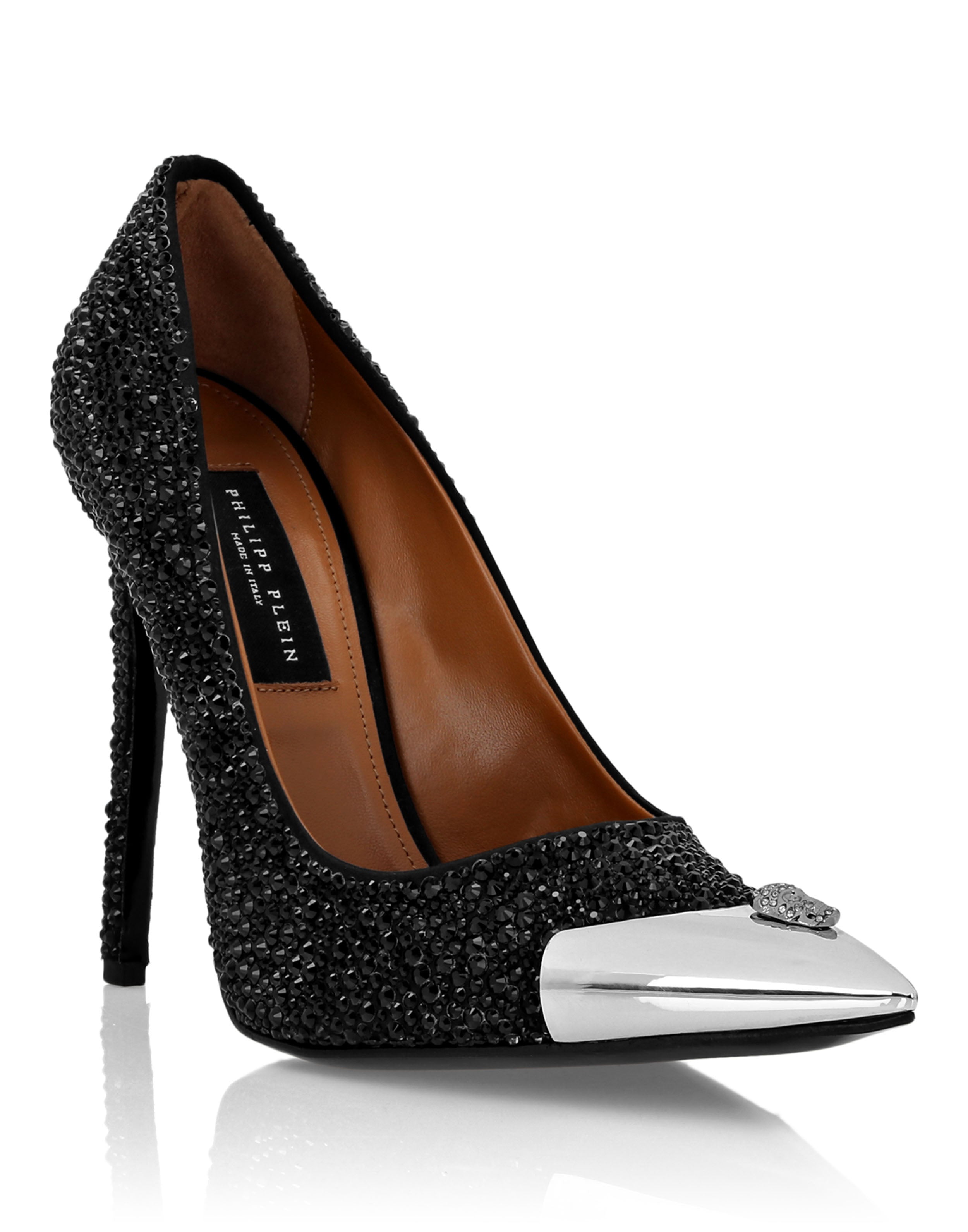 Сатиновые туфли на высоком каблуке Mix Strass с камнями PHILIPP PLEIN, черный