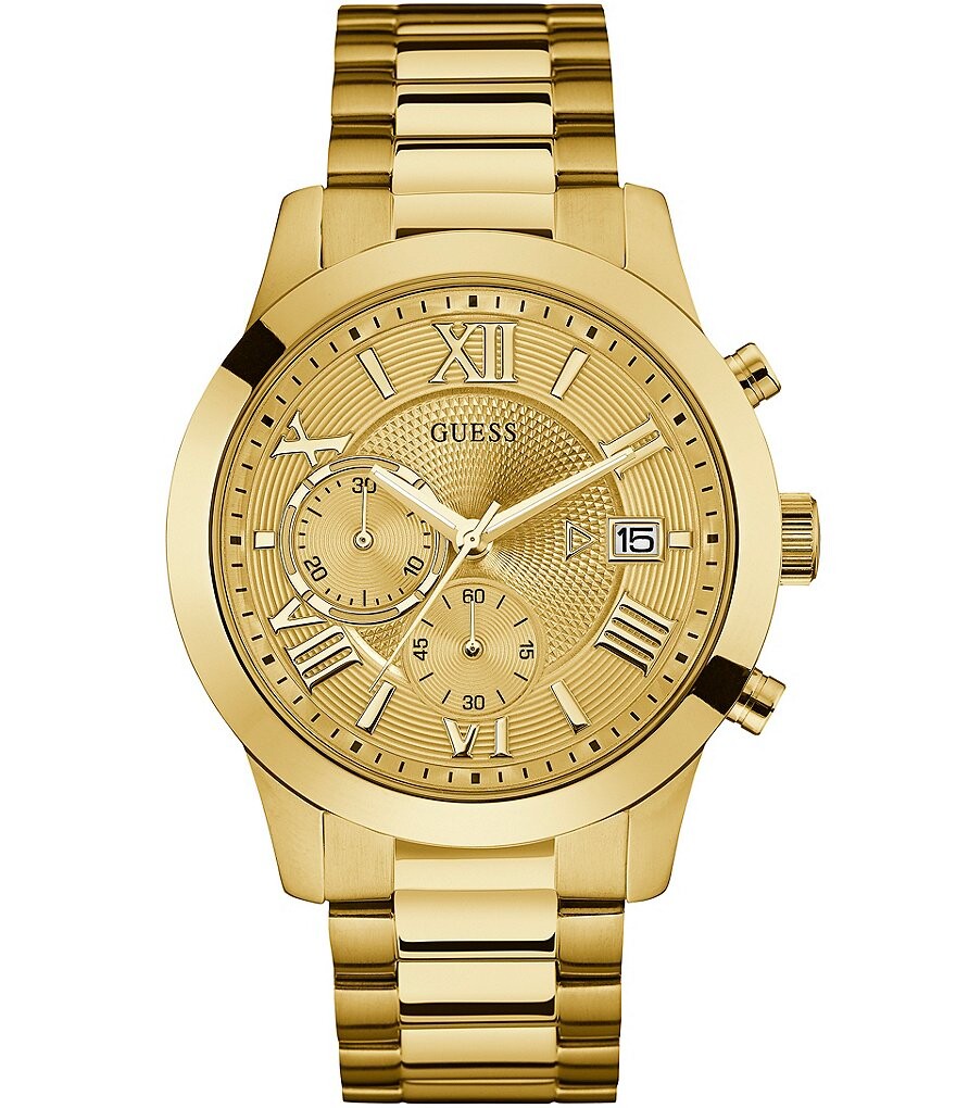 

Классические часы Guess с хронографом и браслетом с датой, золотой