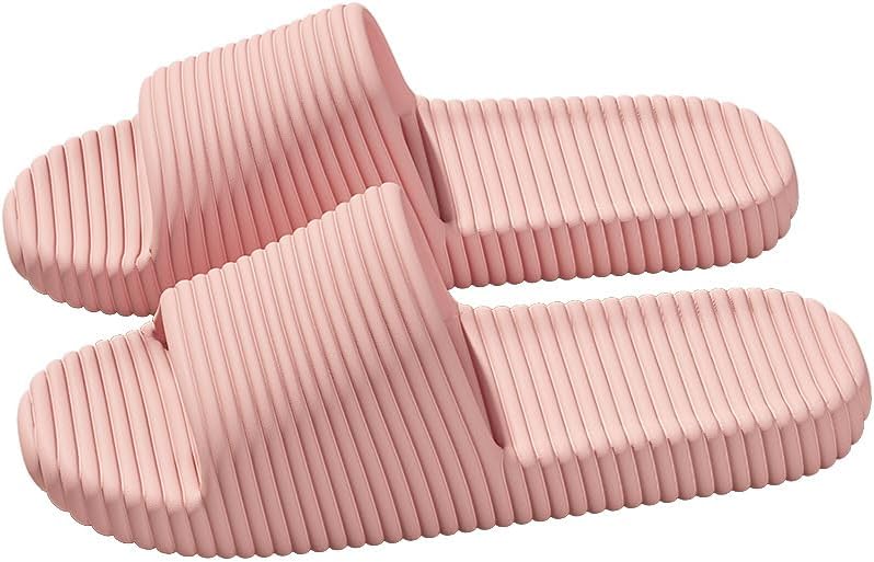 

Тапочки VIDSID для мужчин и женщин- удобные, легкие, с антискользящей подошвой для дома, ванной, СПА и пляжа- различные цвета и размеры для широкой стопы, розовый