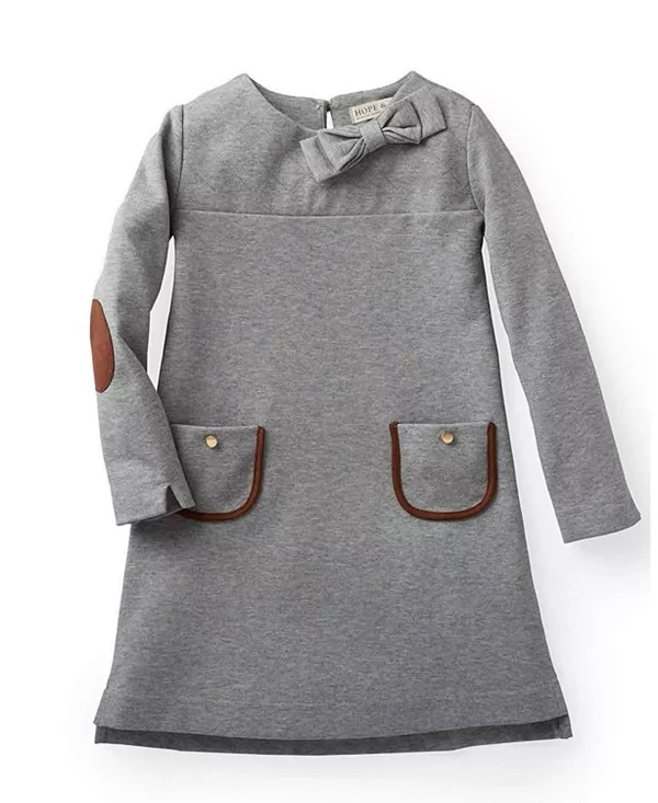 

Детское стеганое платье для верховой езды с длинными рукавами из ткани понте - для малышек и девочек постарше. Hope & Henry, серый