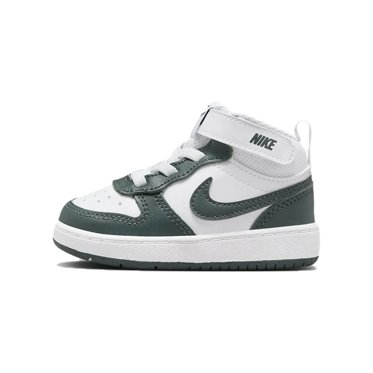 Nike Кроссовки Court Borough 2 Slip Resistant Abrasion Resistant Mid top для малышей бело-зеленые