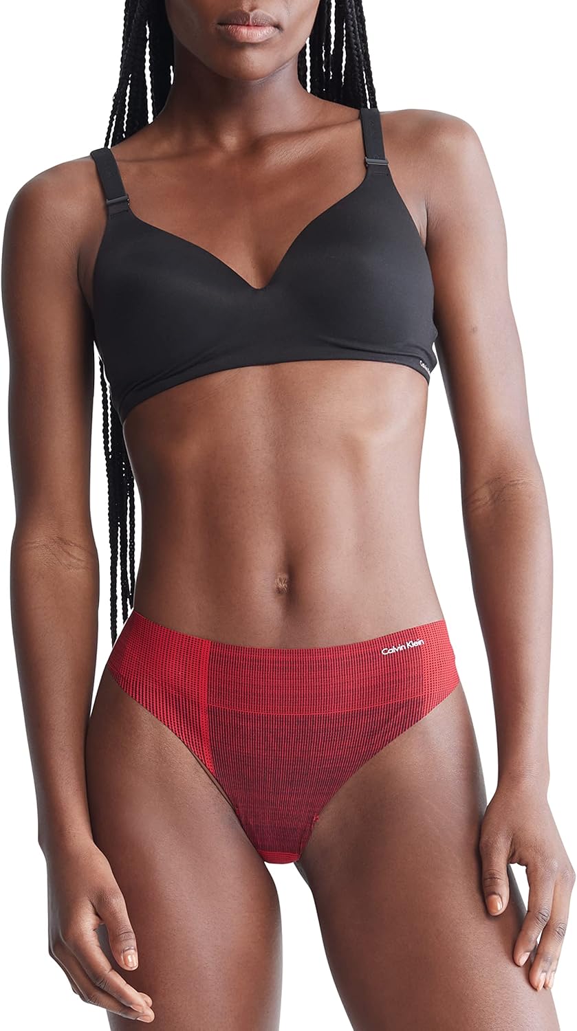 Женские бесшовные трусики-стринги Calvin Klein Invisibles, 5 шт., Logo Gentle/Clay/Cedar/Plaid Dots Exact/Black — фото 2