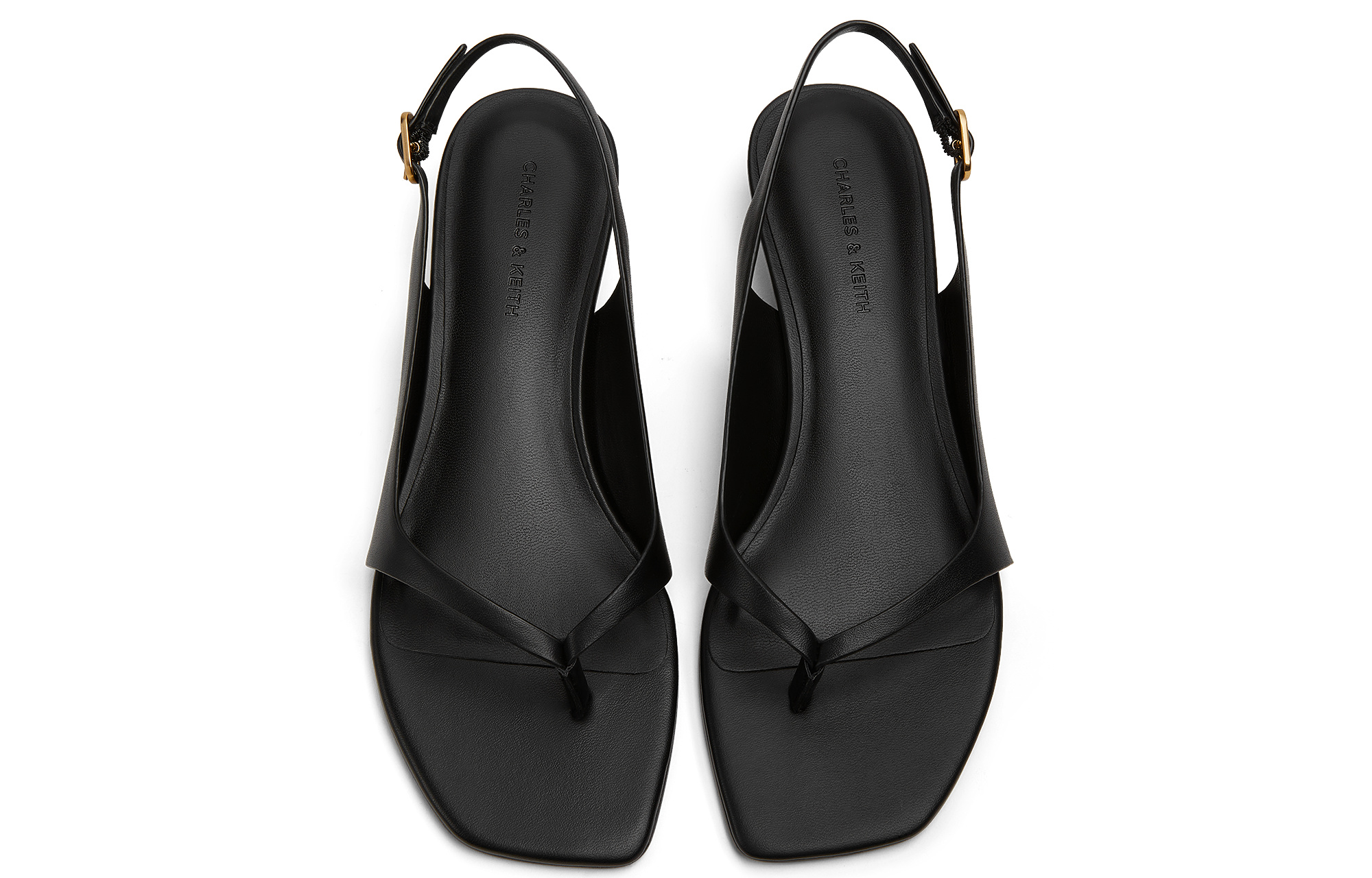 CHARLES&KEITH Маленькие сандалии CK One на ремешке 4 см женские черные, цвет Black — фото 3