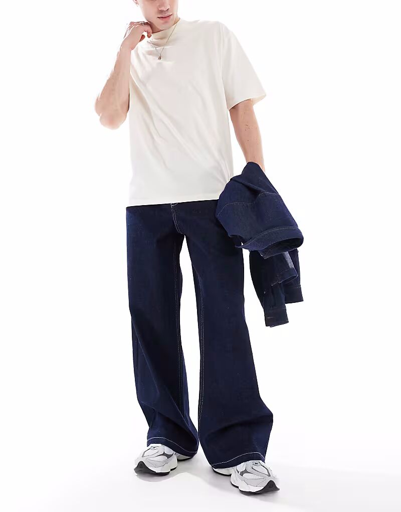 

Джинсы свободного кроя с карманами сзади, необработанные Asos Design, индиго