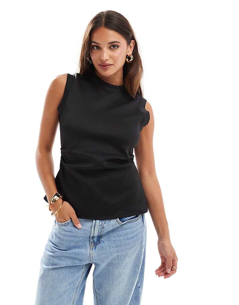 

ASOS DESIGN – Черная майка из неопрена с корсетом на талии