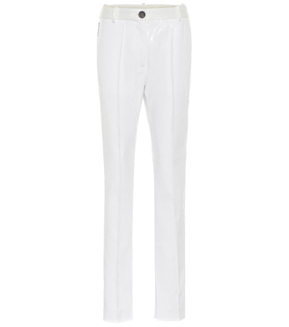 

Узкие брюки с высокой талией, расшитые пайетками Peter Do, белый