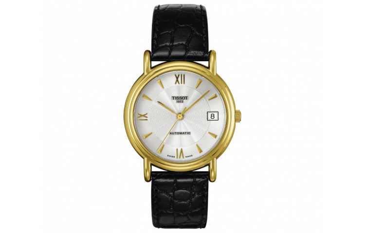 

TISSOT Часы Carson Elite Series Automatic Mechanical Movement Men's Watch Watch 35mm White Dial Leather Strap, Black
