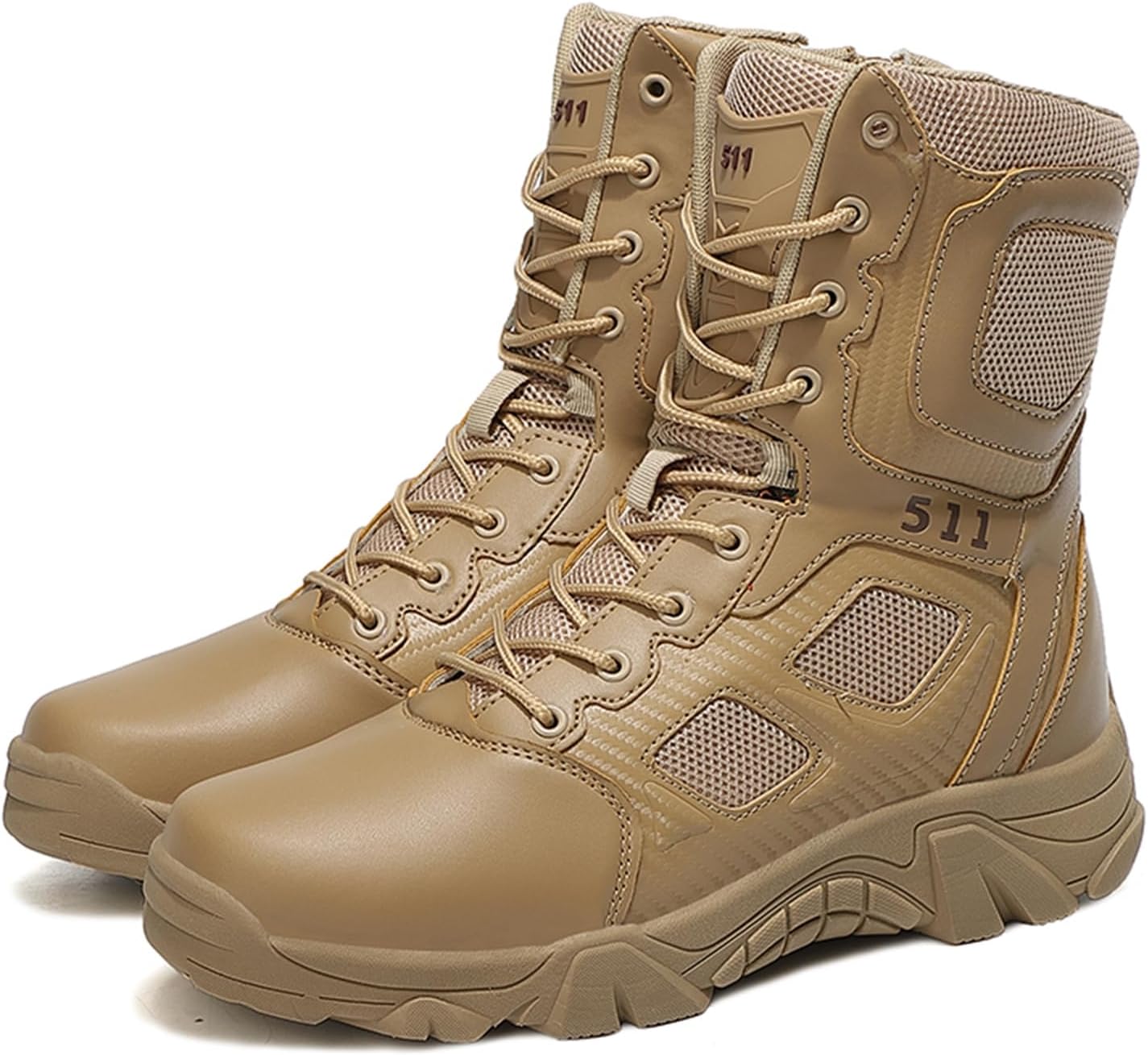 

Мужские военные тактические кожаные ботинки NEGYANME с шнуровкой, боковой молнией, для походов и мотоциклетных поездок, боевые ботинки, подходящие для езды на велосипеде, активного отдыха на природе и пустынных приключений, хаки