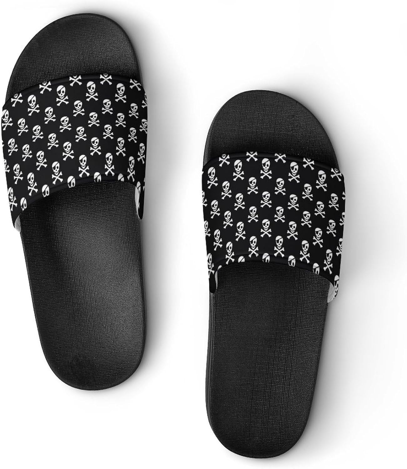 

Унисекс сланцы с черепами пиратов - с принтом - можно носить дома или на улице Generic, черный