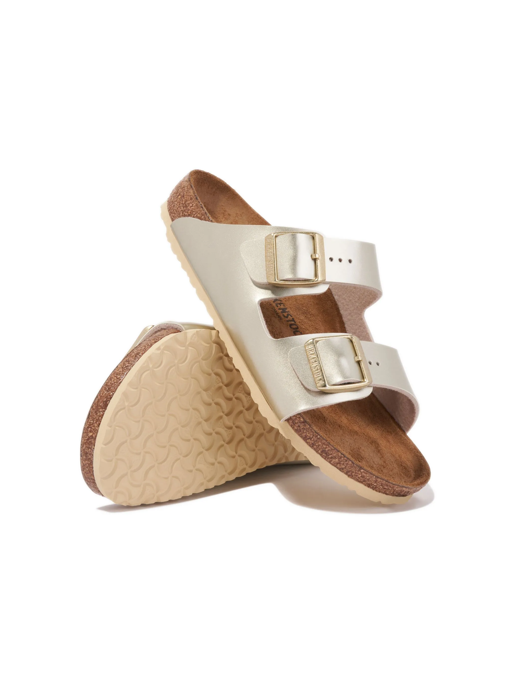 Сандалии Arizona с эффектом металлик Birkenstock Kids, золотистый — фото 2