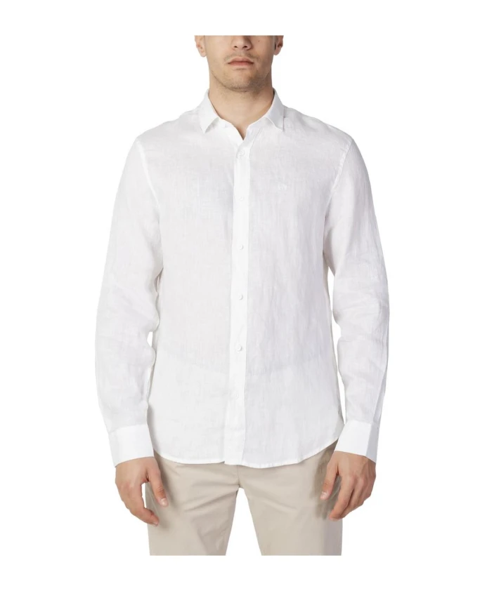 

Льняная рубашка с длинными рукавами Armani Exchange, белый