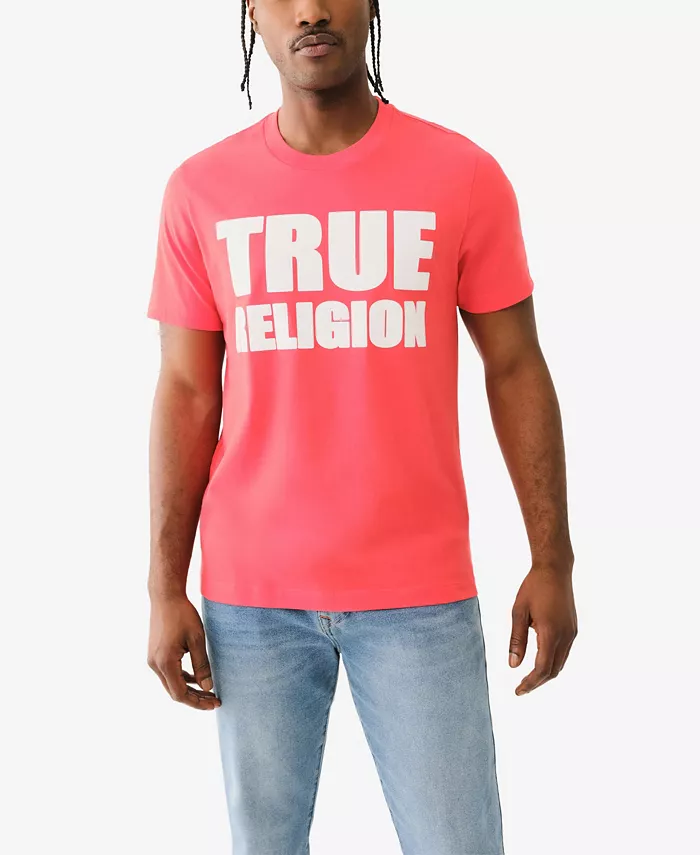 

Мужская футболка с коротким рукавом и плотным логотипом True Religion, красный