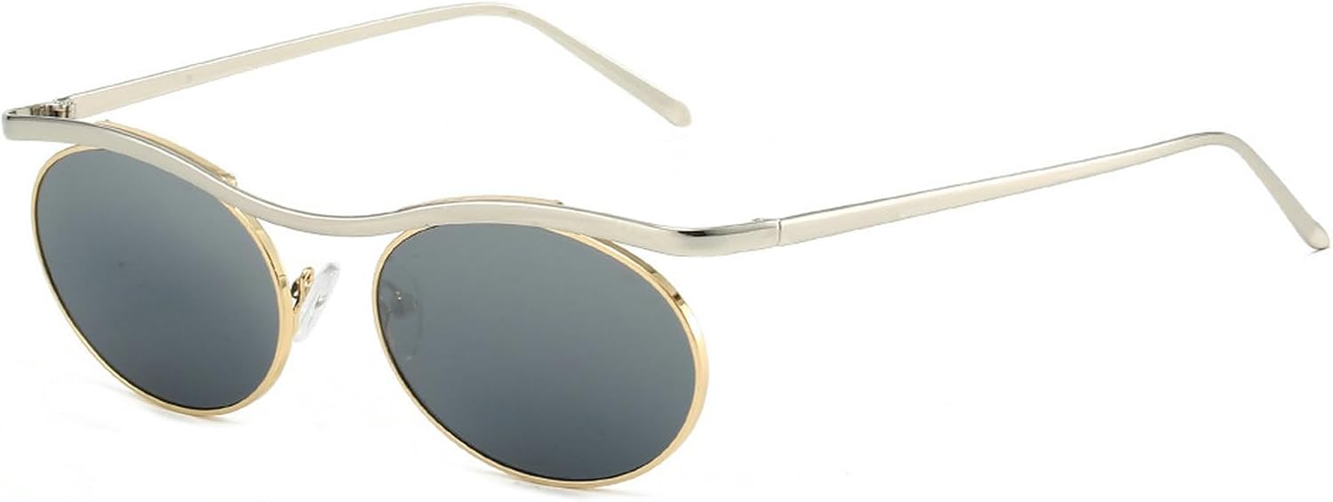 

Ретро овальные солнцезащитные очки для женщин, модные мужские солнцезащитные очки с градиентным переходом цвета, защита от УФ-излучения UV400, металлическая оправа, панк-стиль mincl, Silver Black