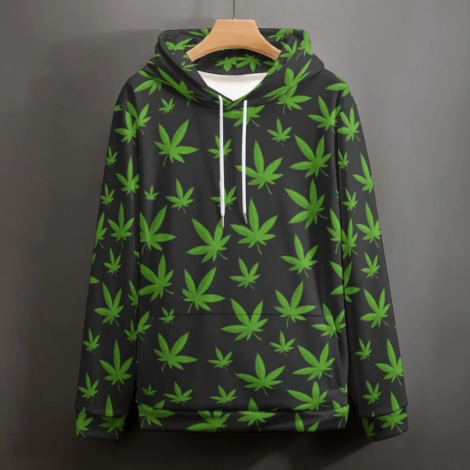 Толстовка с капюшоном Weed Leaf Yellow Hoodie для женщин и мужчин, модный пуловер, дышащая, с капюшоном, влагоотводящая, мягкая Generic, зеленый — фото 4