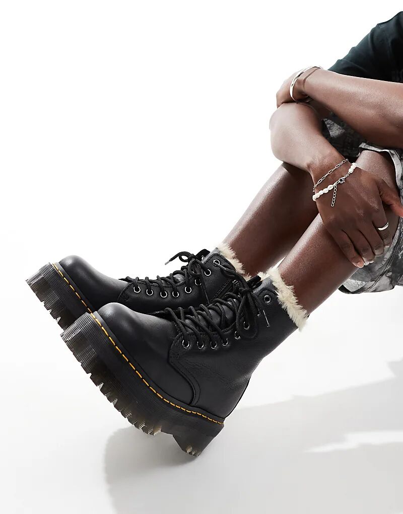 Ботинки Jadon с меховой подкладкой и 8 люверсами черного цвета Pisa Dr Martens — фото 4