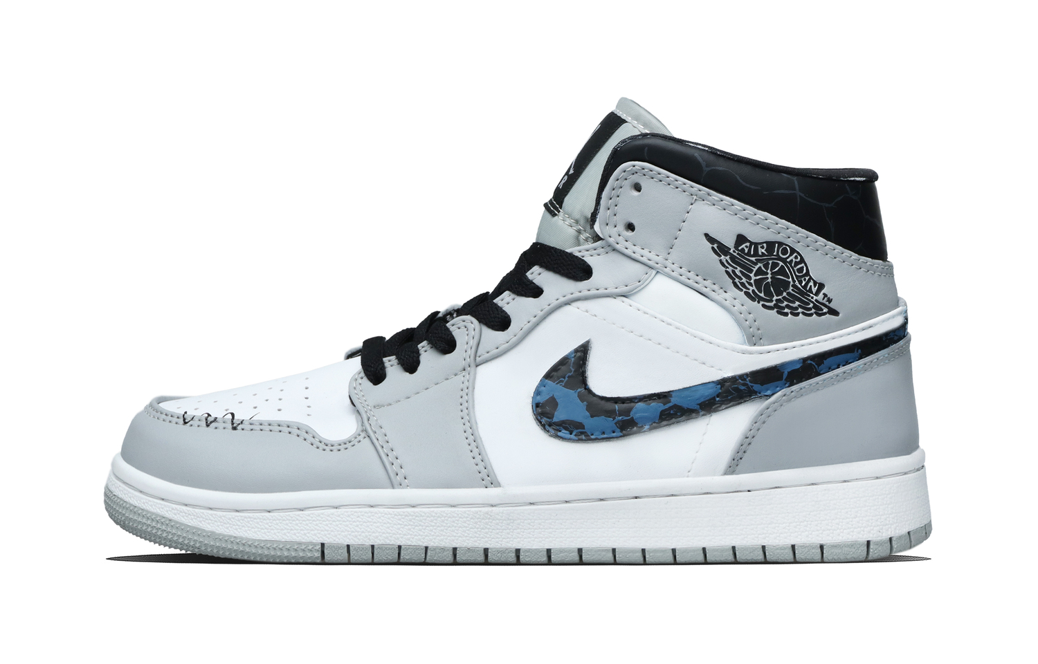 

Jordan Air 1 Subtle Diamond Abrasion Resistant Mid top Vintage Basketball Shoes Unisex Gray
