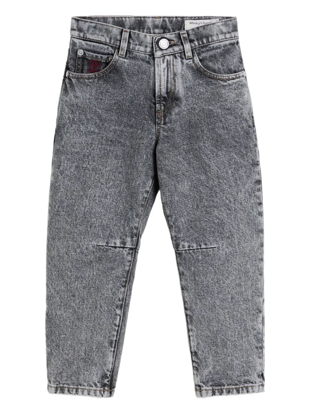 

Джинсы с пятью карманами и кислотной стиркой Brunello Cucinelli Kids, черный