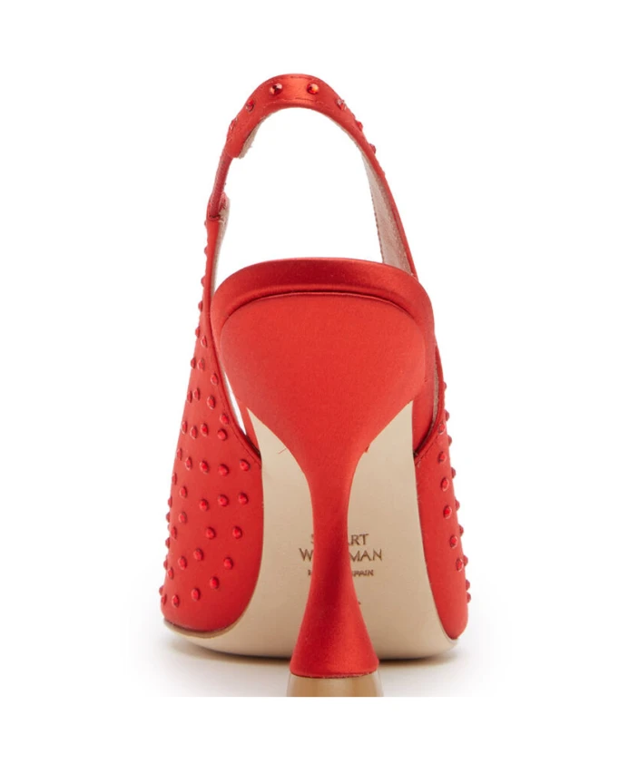 Туфли Лодочки с кружевной пяткой и кристаллами Stuart Weitzman, красный — фото 3