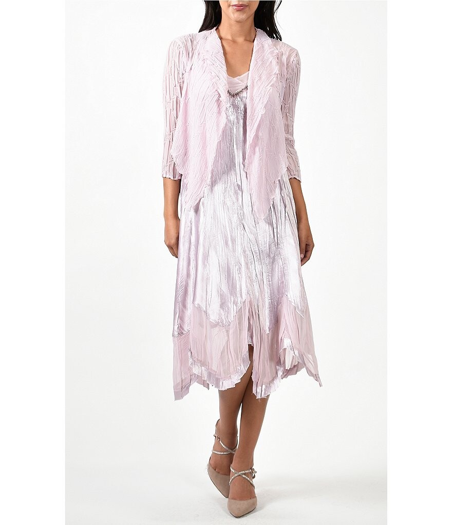 

Комаров Шармёз шифоновое платье-пиджак без рукавов с круглым вырезом и платком по подолу из двух частей Komarov, розовый