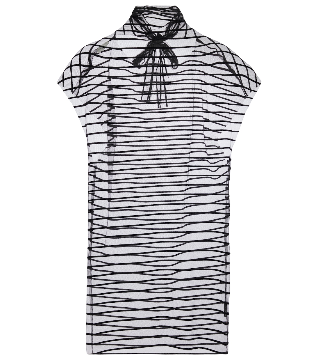 

Полосатый сетчатый топ с завязкой на шее Dries Van Noten, черный