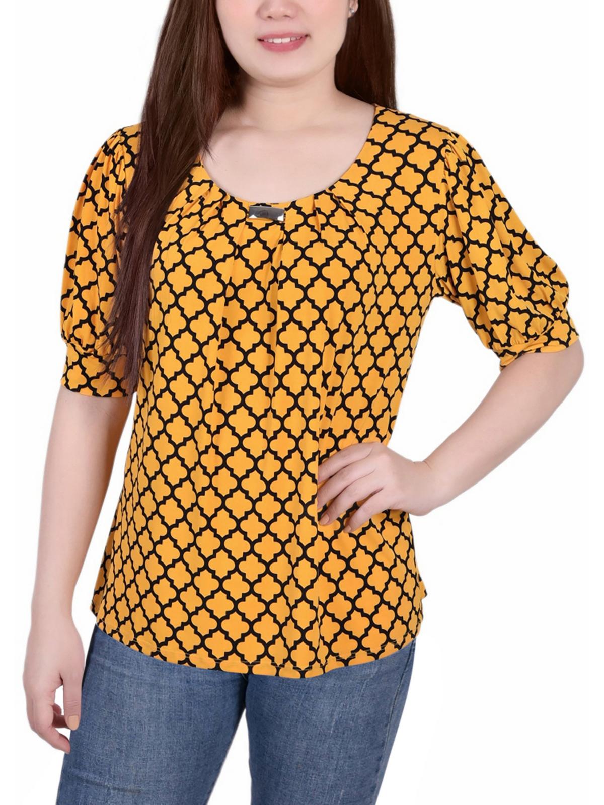 

Женский топ-пуловер Petites Printed NY Collection, золотисто-черный