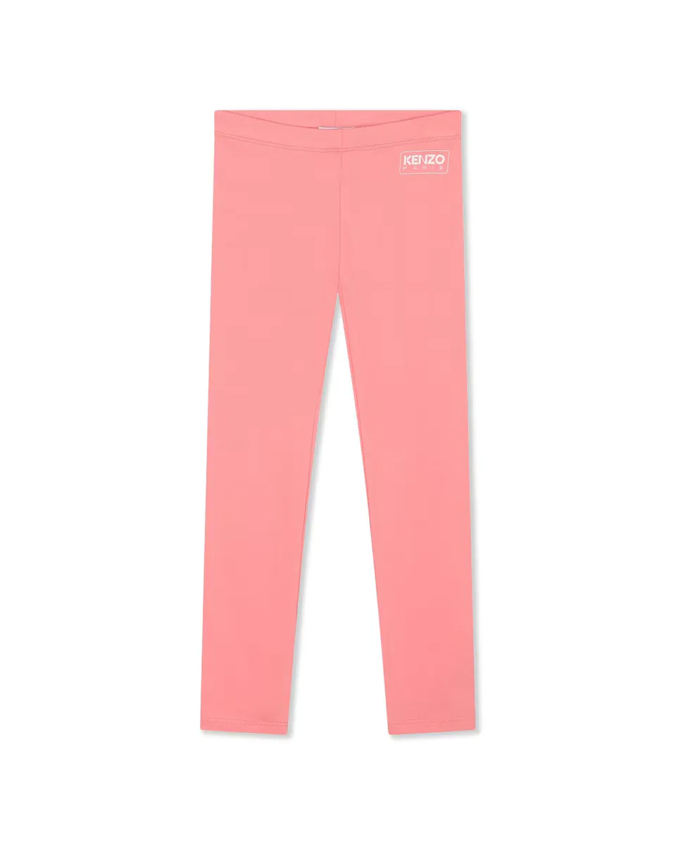 

Простые леггинсы для девочек с трафаретным логотипом Kenzo Kids, коралловый