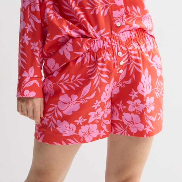 

Женские плетеные шорты для сна Sonoma Goods For Life, цвет red pink floral