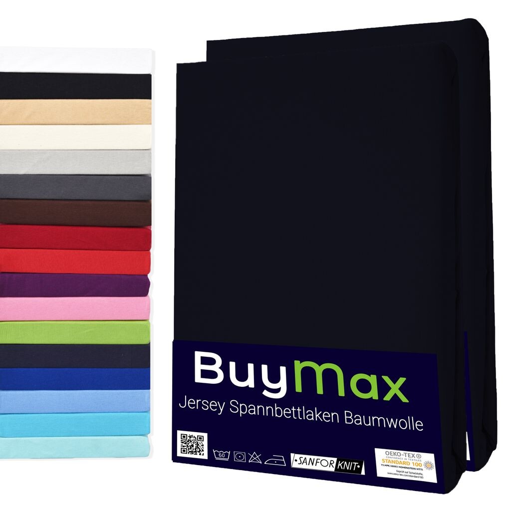 

DOUBLE PACK приталенная простыня из 100 % хлопка, черный цвет, размер 120 x 200 см Buymax