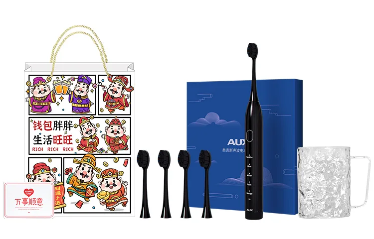 Электрическая зубная щетка AUX, Red (Back to School Season Shopping Bag+Rinse Cups+Brush Heads*3) — фото 4
