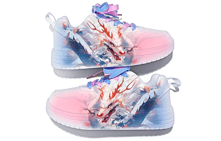 Легкие дышащие скейтерские кеды из искусственной кожи унисекс ZUOLENGCHAN, Red Blue-Shiro Dragon-ZLA2010D-FL1 — фото 3