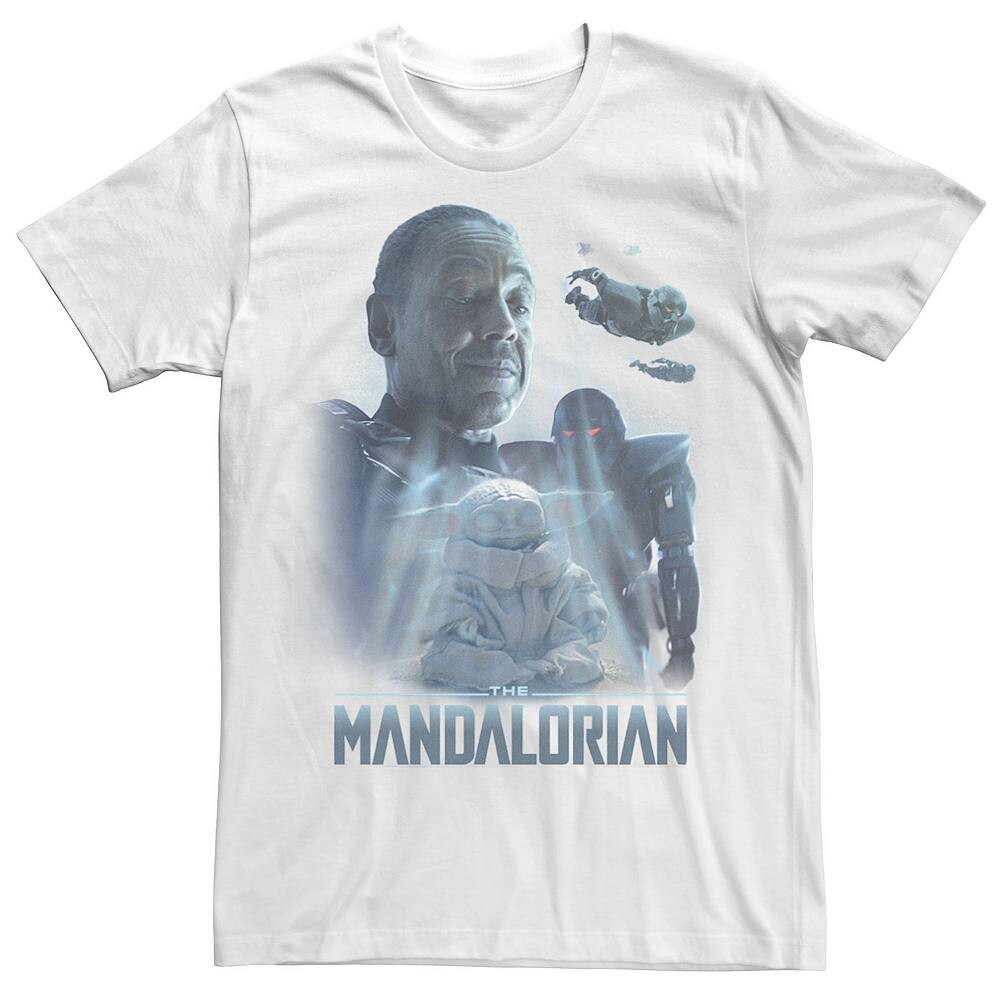 

Футболка Big & Tall Star Wars: The Mandalorian Grogu Moff Gideon Collage R14, белый