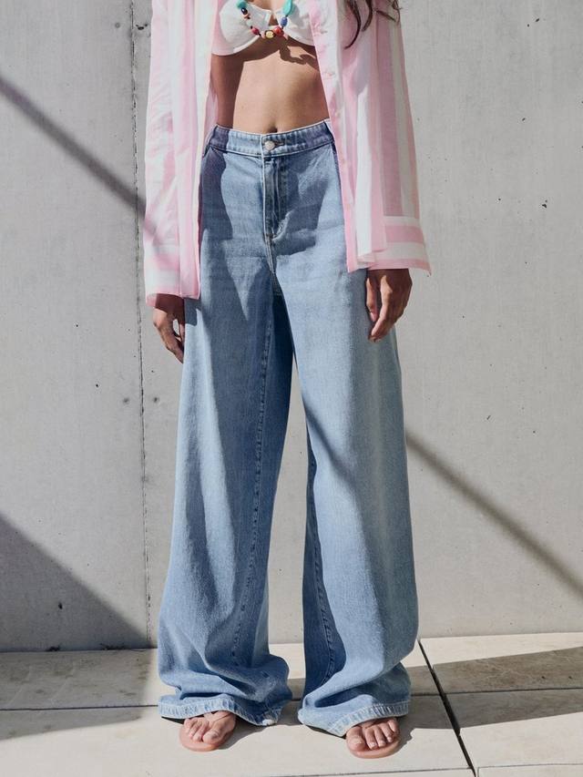 

Ona брюки с плиссировкой и широкими штанинами Mango, Open Blue