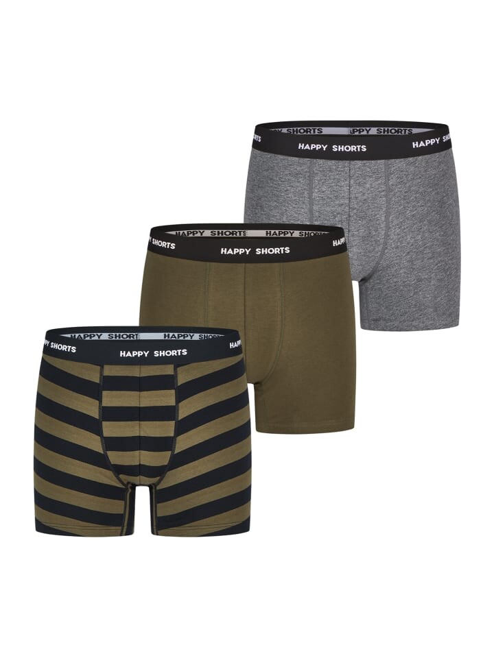 

Трусы боксеры Happy Shorts Retro Boxer Jersey, цвет Stripe - Olive Night