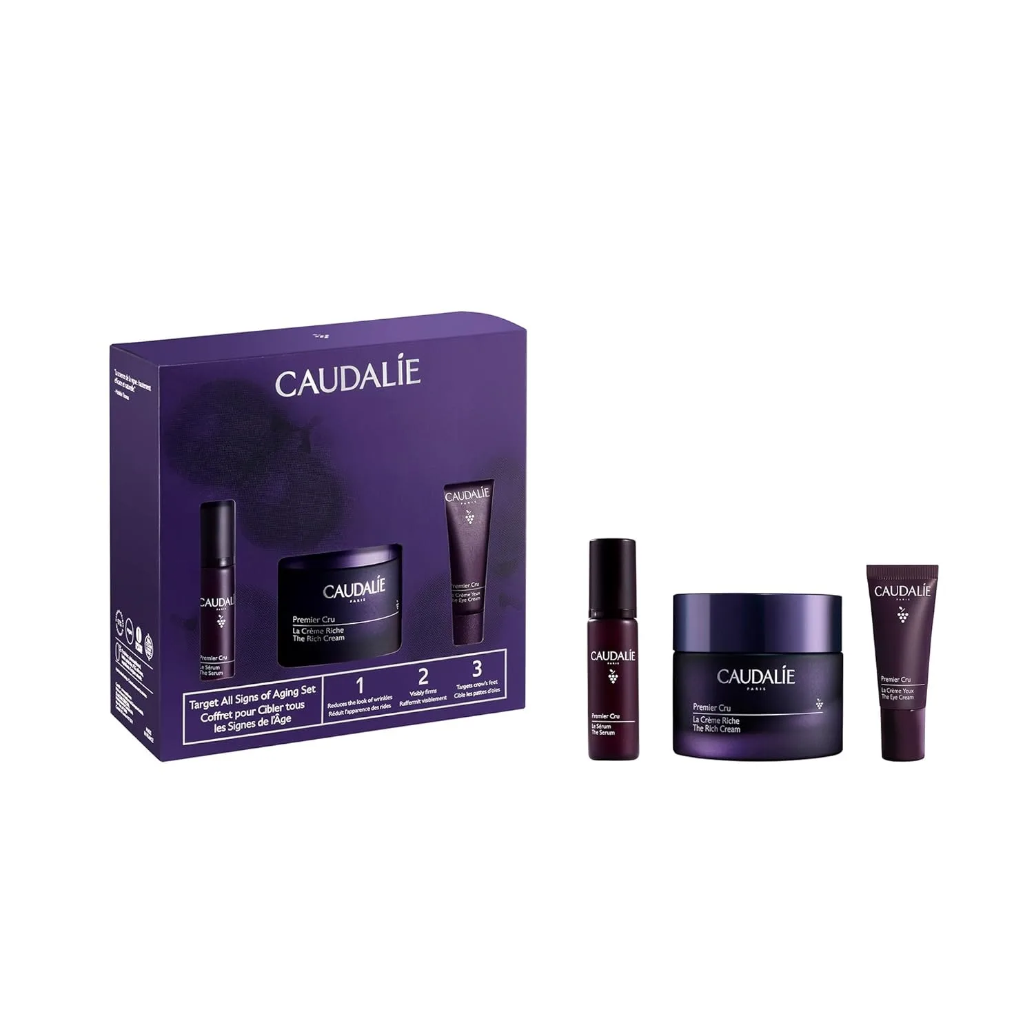 Caudalie Premier Cru антивозрастной набор для восстановления кожного барьера против морщин и пигментных пятен с Premier Cru The Rich Cream