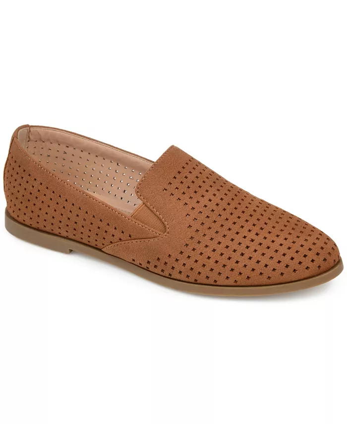 Женские перфорированные лоферы Lucie Slip On Journee Collection, коричневый