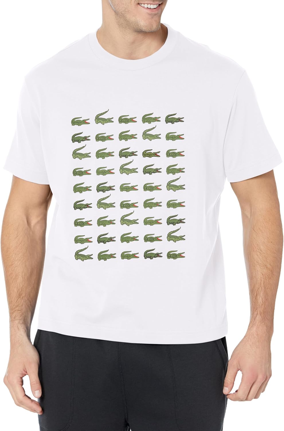 

Мужская футболка Lacoste с круглым вырезом, коротким рукавом, свободным кроем и графическим принтом, White Mini Crocs, Белый, Мужская футболка Lacoste с круглым вырезом, коротким рукавом, свободным кроем и графическим принтом, White Mini Crocs