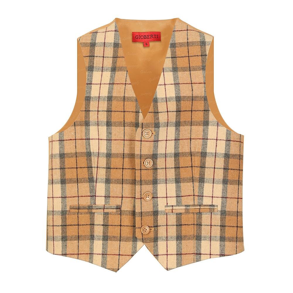 

Gioberti Детский твидовый клетчатый жилет для делового костюма, цвет Gold Plaid