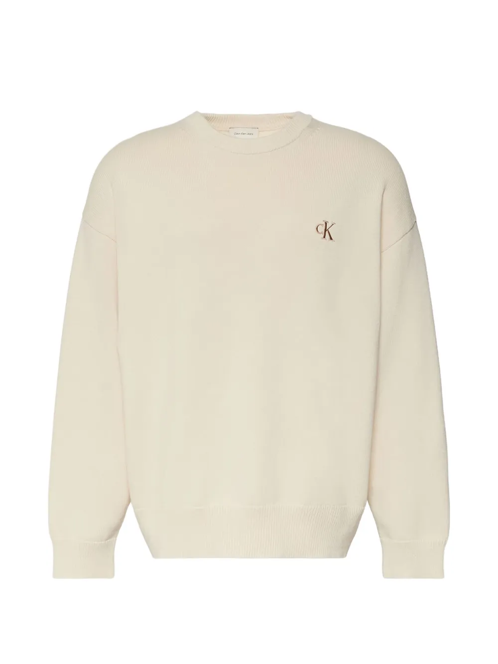 

Свитер с вышитым логотипом Calvin Klein, бежевый