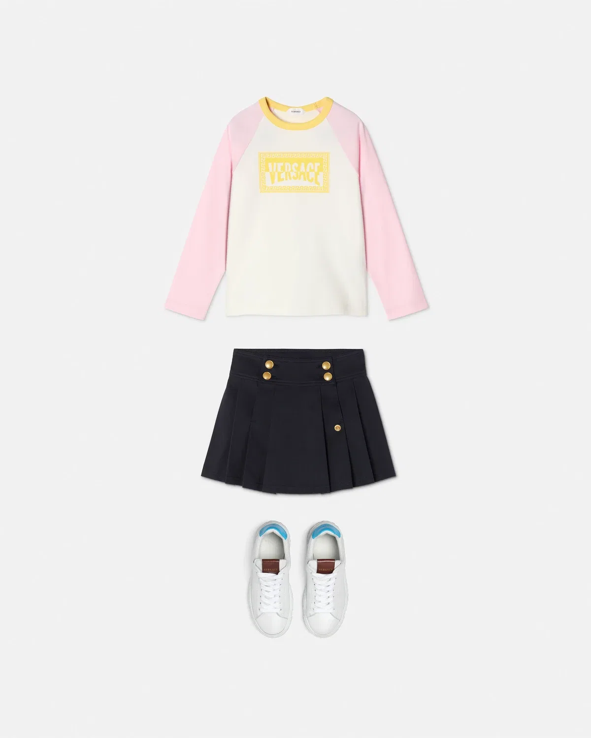 Футболка из хлопкового трикотажа с принтом Kids Versace, белый — фото 2