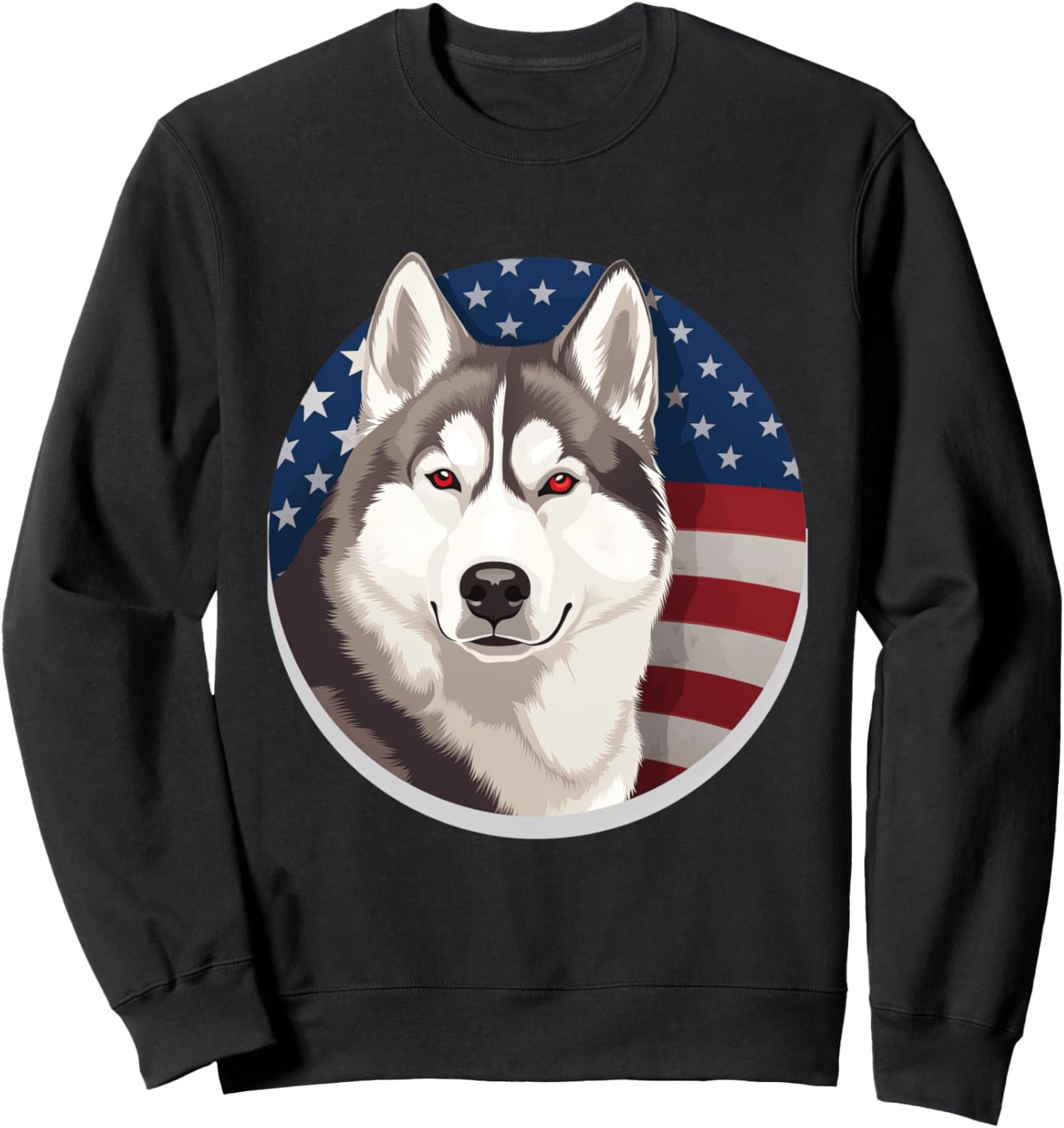 

Патриотическая толстовка с изображением сибирской хаски ко Дню независимости США Patriotic Siberian Husky Dogs For 4Th Of July, черный