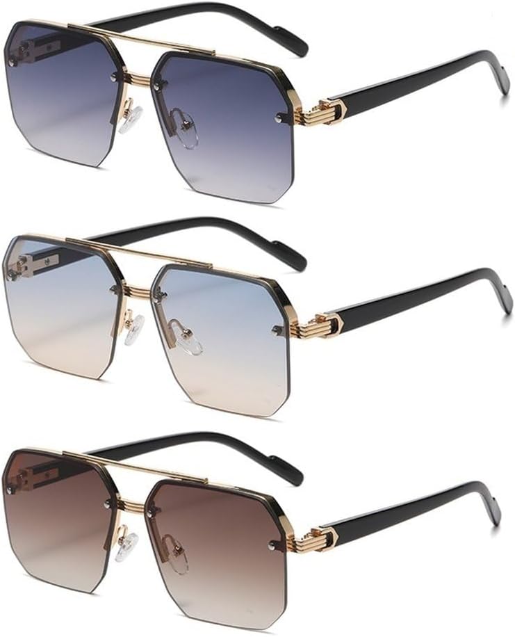 

Мужские солнцезащитные очки в стиле ретро с двойной перемычкой, многоугольными и квадратными металлическими оправами, модные градиентные оттенки, трендовые женские солнцезащитные очки GHVWYX, 3pcs Z03