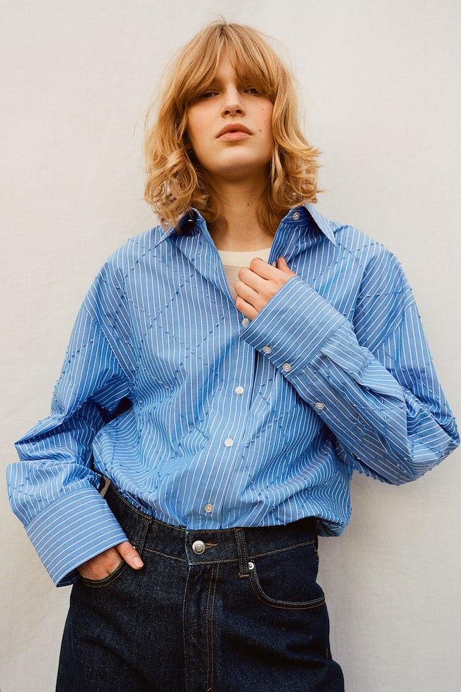 

Вышитая хлопковая блузка H&M, мультиколор