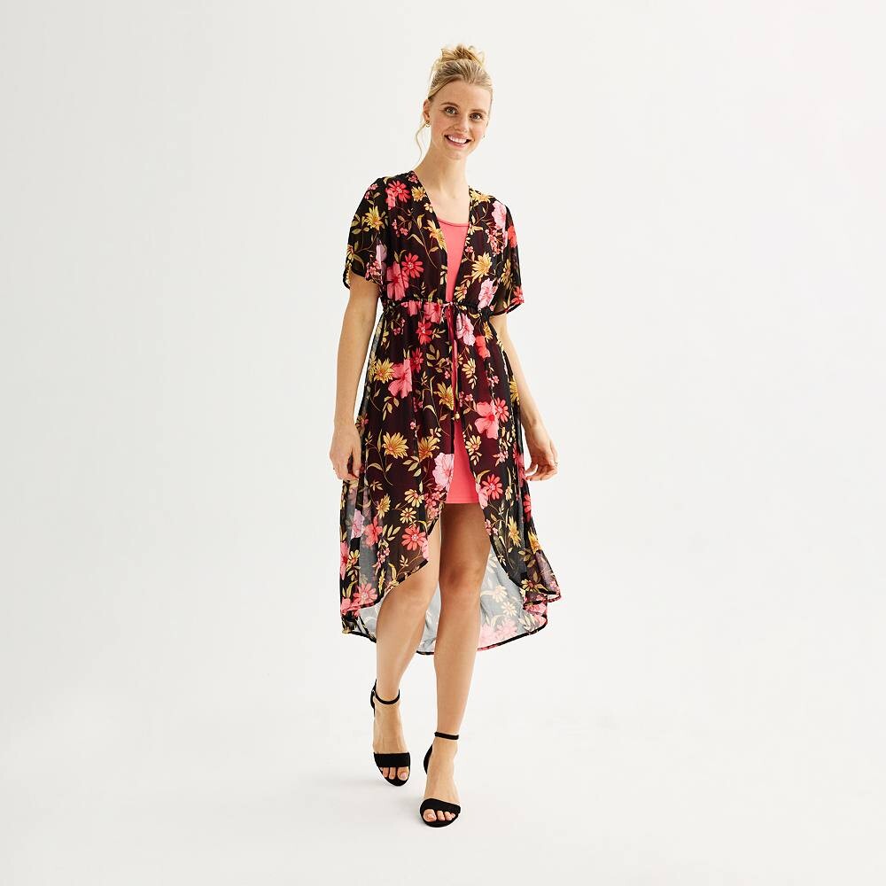 

Трикотажное платье Liberty Love для юниоров и кимоно, цвет Black Pink Floral