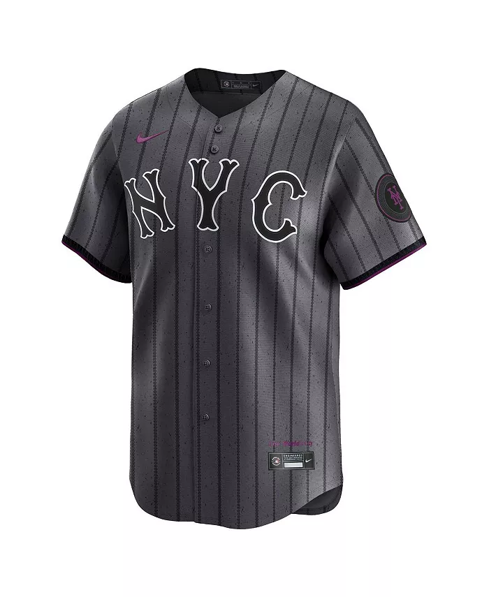 Мужская лимитированная игровая футболка Francisco Lindor серого цвета New York Mets City Connect Nike — фото 3