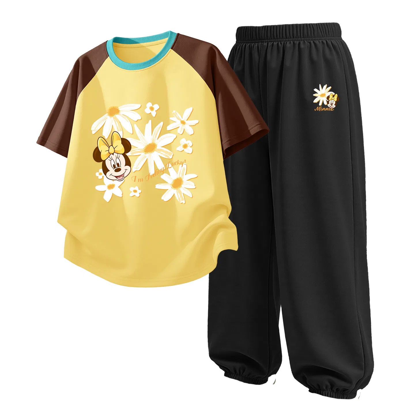 Детский спортивный костюм Casual Sportswear 2 Piece Set Disney, Di Fan Sheng Floral Brown Yellow+Di Fan Sheng Floral K Black