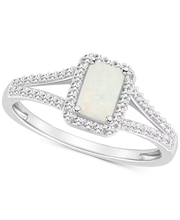 

Кольцо с аквамарином (1/2 карата tw) и бриллиантом (1/4 карата tw) из стерлингового серебра (также из опала) Macy'S, opal