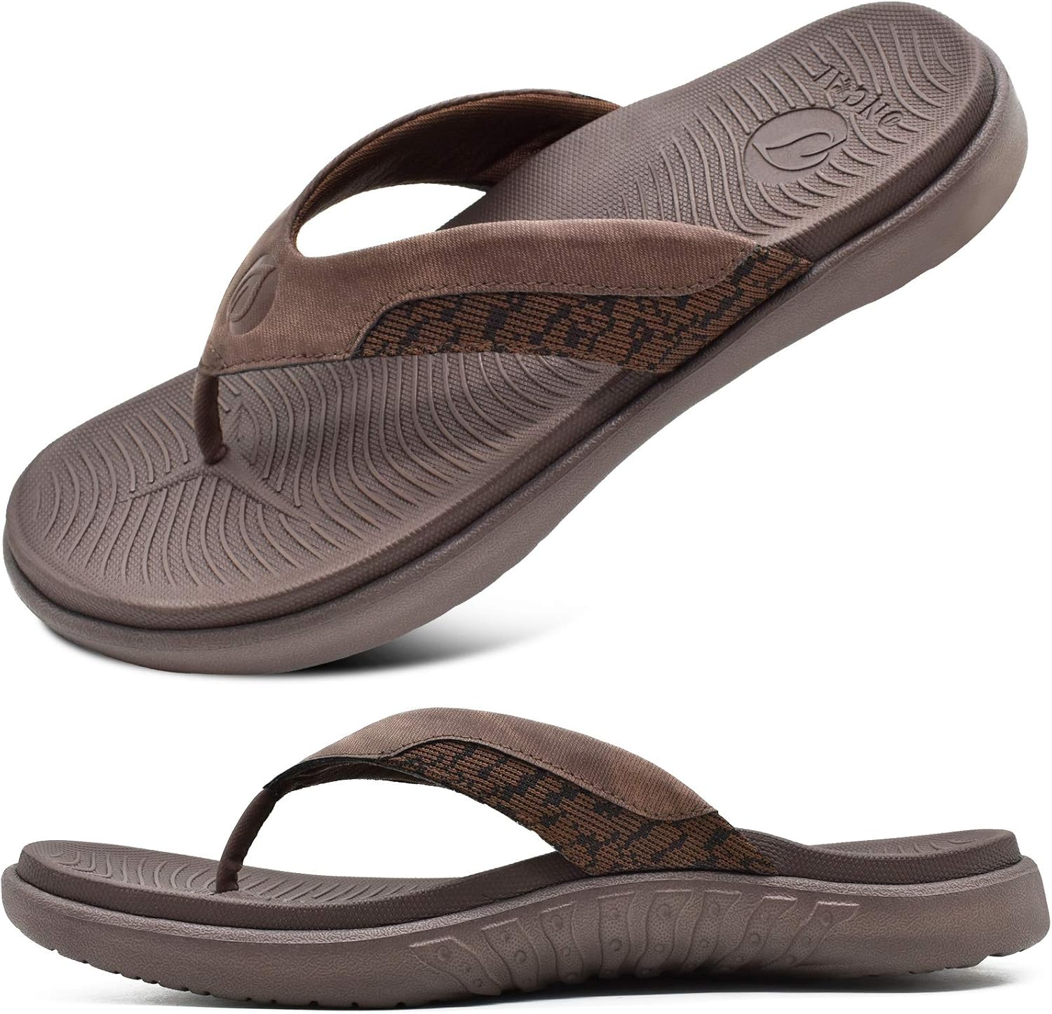 

Мужские шлепанцы ONCAI с открытым носком, спортивными ремешками, ортопедические летние сандалии при плантарном фасците с мягкой амортизирующей стелькой и поддержкой свода стопы, размеры 7,5-15, коричневый