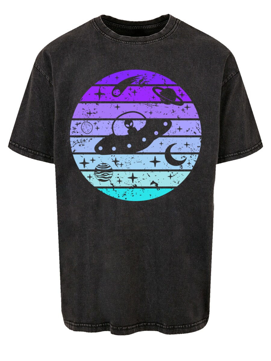 

Рубашка F4NT4STIC Retro Alien Weltraum Sonnenuntergang, черный
