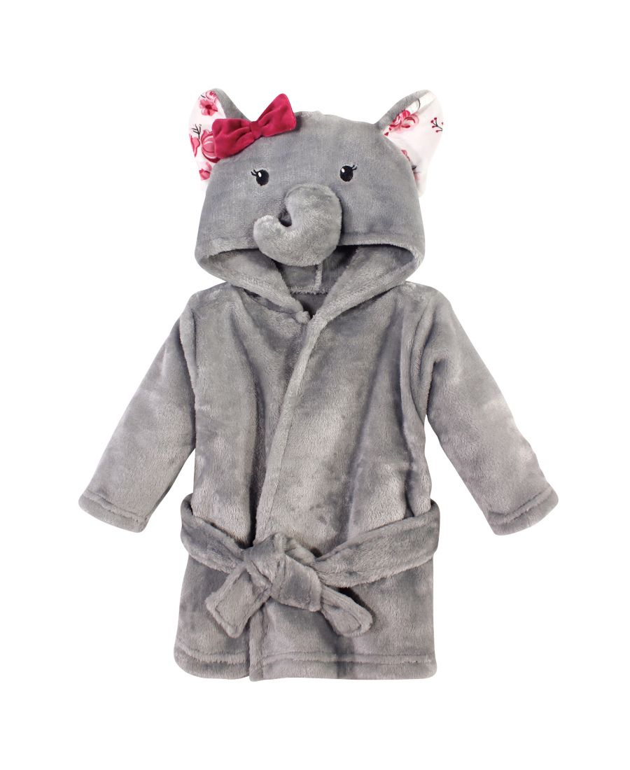 

Мягкий халат с изображением мордочки плюшевого животного Hudson Baby, Gray rose elephant